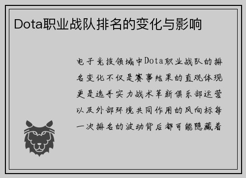 Dota职业战队排名的变化与影响